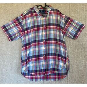 Mens Sz LARGE RALPH LAUREN Blake Short Sleeve Button Up Multicolor Shirt